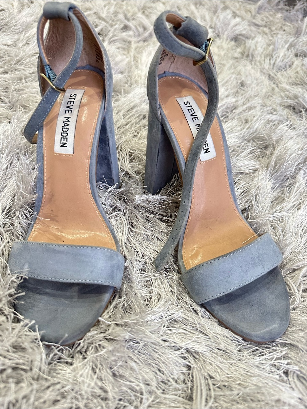 Steve Madden Carrson Sandal Gray Ankle Strap Heels
